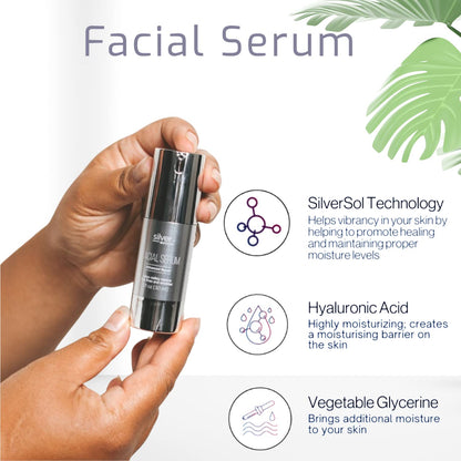 American Biotech Labs Silver Biotics Facial Serum Gel | 20 PPM SilverSol + 2% Hyaluronic Acid | 1 fl oz