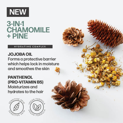 AMERICAN CREW 3-in-1 Chamomile & Pine: Shampoo, Conditioner & Body Wash for Men – Calming Fragrance, 33.8 fl oz