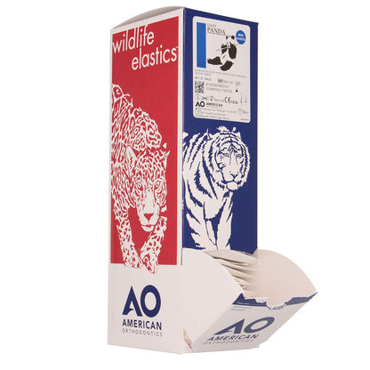 American Orthodontics Elastics Wildlife Panda – Neon Assorted Medium 5/16 inch, 75 Packs/Box, 7,500 Total, USA Made