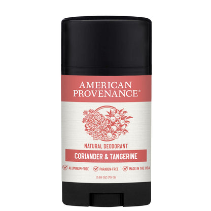 American Provenance Aluminum Free Natural Deodorant – Coriander & Tangerine – 24 Hour Odor Protection – Made in USA