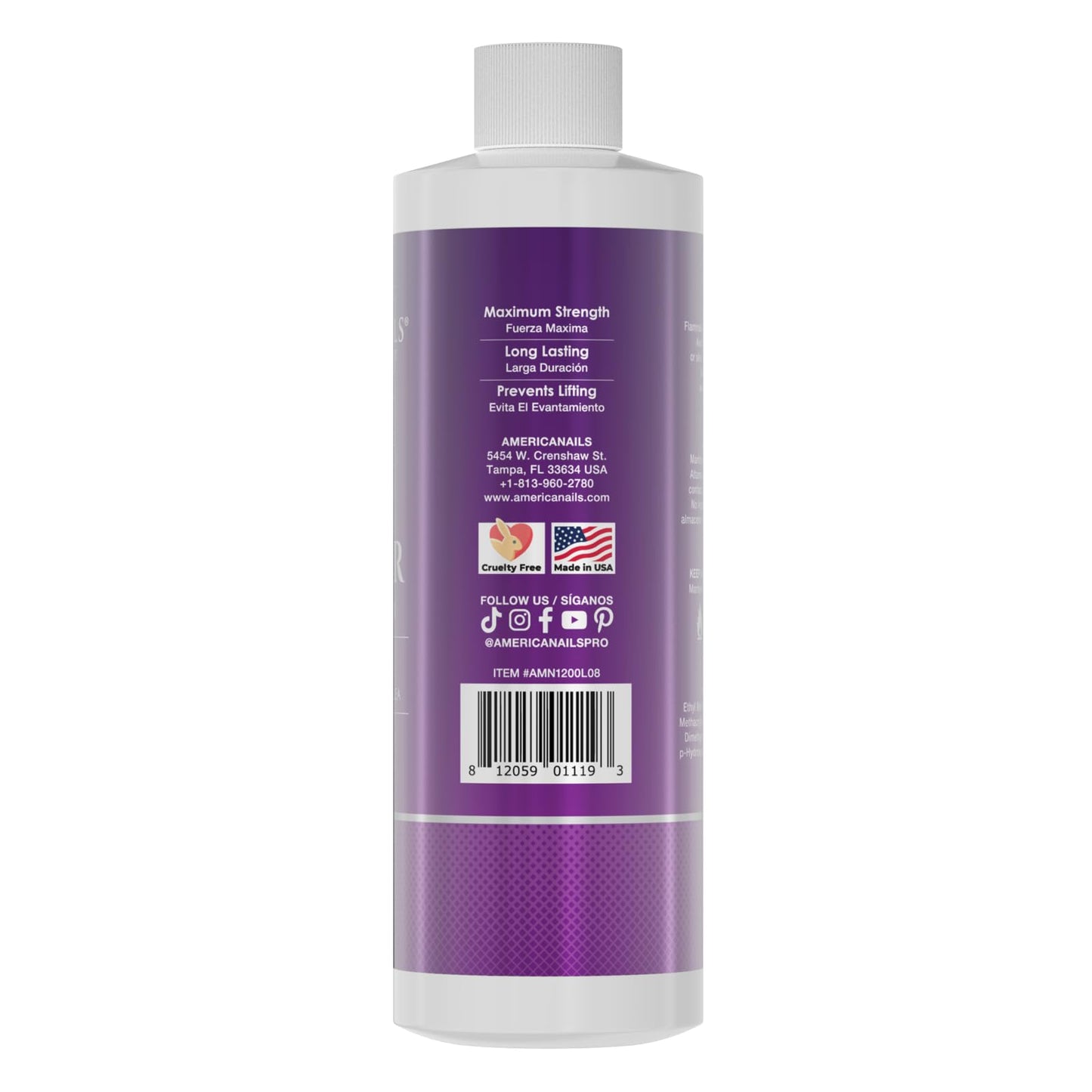 Americanails Nail Monomer Liquid - Maximum Adhesion for Acrylic Nails (8oz) - Unscented, MMA/Hema-Free, Made in USA