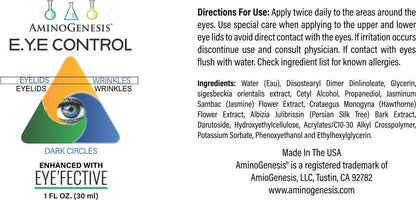 AminoGenesis E.Y.E Control with Eye'Fective – Lid Lifting & Dark Circle Serum (New for 2021)