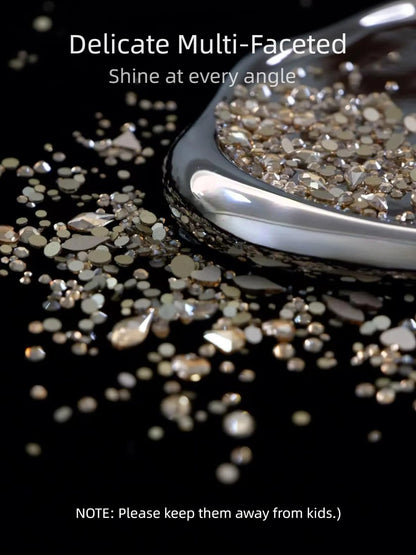 AMLAVIFISH Gold Nail Rhinestones Kit – 6080Pcs, 20 Shapes, Tweezers Included