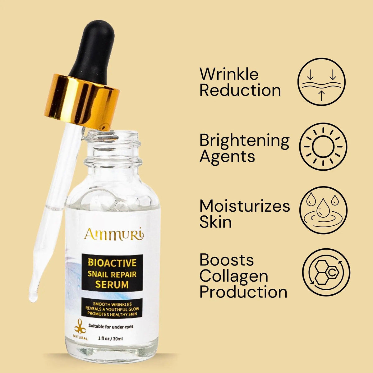 Ammuri Snail Mucin Face Serum | Hydration & Smooth-Looking Skin