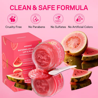 AMOADO Sugar Lip Scrub for Dark Lips – Watermelon & Guava, 1.2 oz
