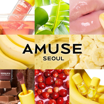 Amuse Seoul Banana Lip Oil (06 Rose Sorbet) – Hydrating Vegan Lip Oil with Peptide, PDRN & Banana-Derived Complex