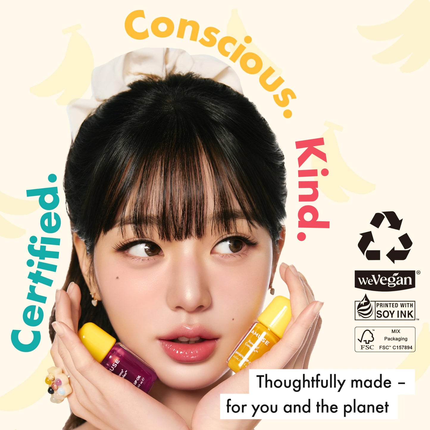 Amuse Seoul Banana Lip Oil (05 Cranberry Pop) – Skincare-Infused Hydrating Vegan Lip Oil