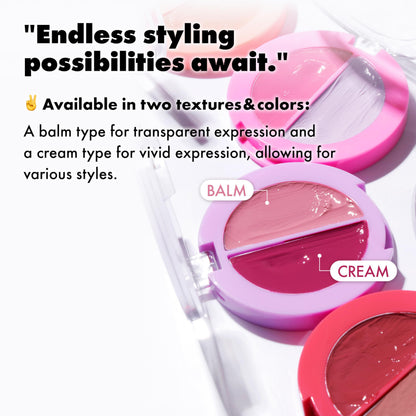 Amuse SEOUL Lips & Cheeks Healthy Balm 01 Boksoonga Balm | Moisturizing, Dewy Color | Vegan