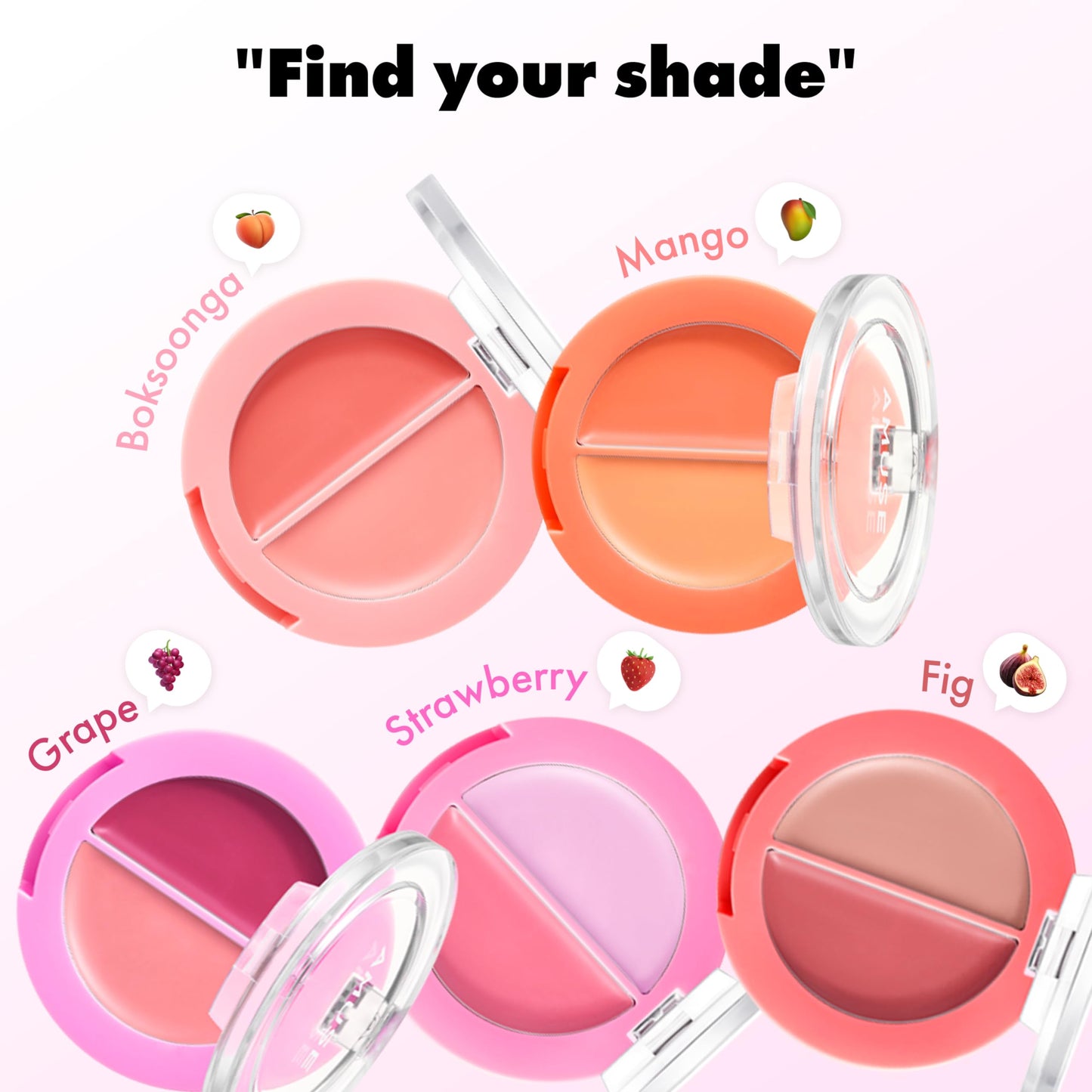 Amuse SEOUL Lips & Cheeks Healthy Balm 01 Boksoonga Balm | Moisturizing, Dewy Color | Vegan