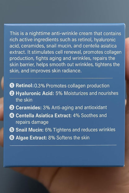 AMZEYE Retinol Face Cream | Anti-Aging Night Moisturizer with Hyaluronic Acid
