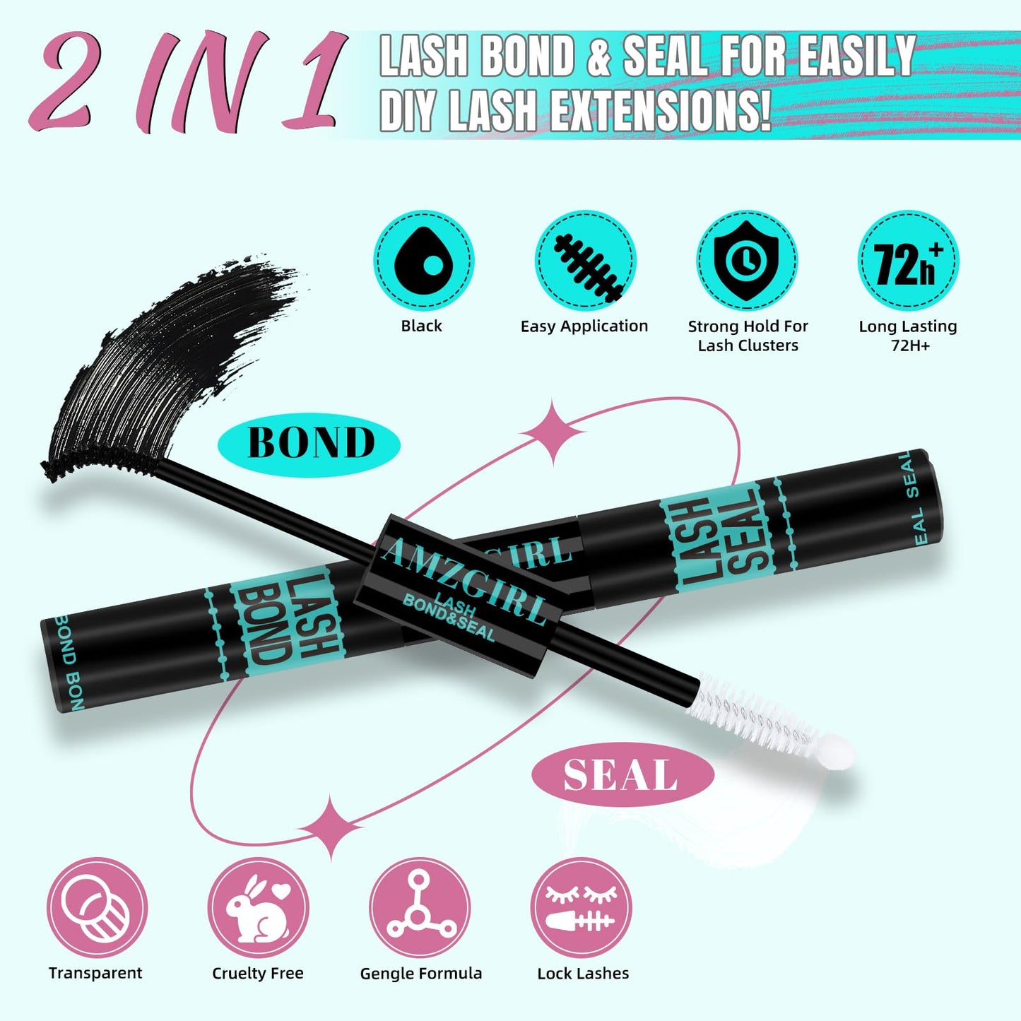 AMZGIRL LASH Brown Lash Clusters Kit — 320Pcs 80D DIY Lash Extensions at Home