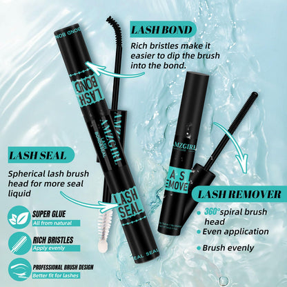 AMZGIRL LASH Lash Clusters Kit 320Pcs – DIY 30D 9-16mm with Bond & Seal