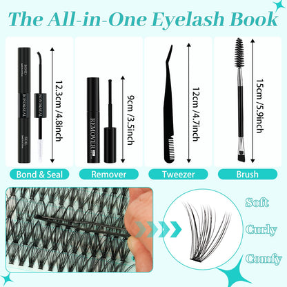AMZGIRL LASH Lash Clusters Kit — 640Pcs DIY 9-16mm Extensions