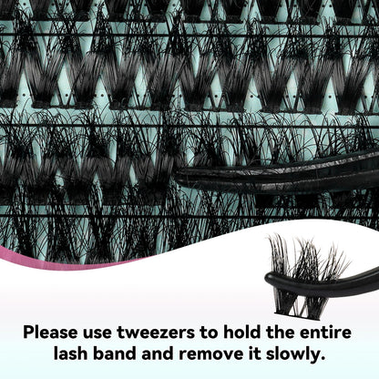 AMZGIRL LASH 3D Cluster Kit – 144pcs D-Curl Lashes with Bond & Seal