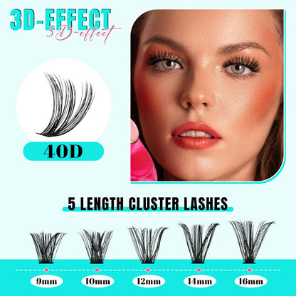 AMZGIRL LASH Lash Extension Kit 200Pcs – DIY Clusters 9-16mm with Bond & Remover