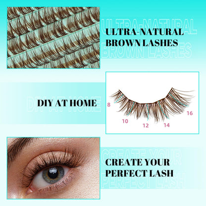 AMZGIRL LASH Brown Lash Clusters – 176 Pcs, C Curl, Natural Dark Brown, Beginner Friendly DIY Lashes