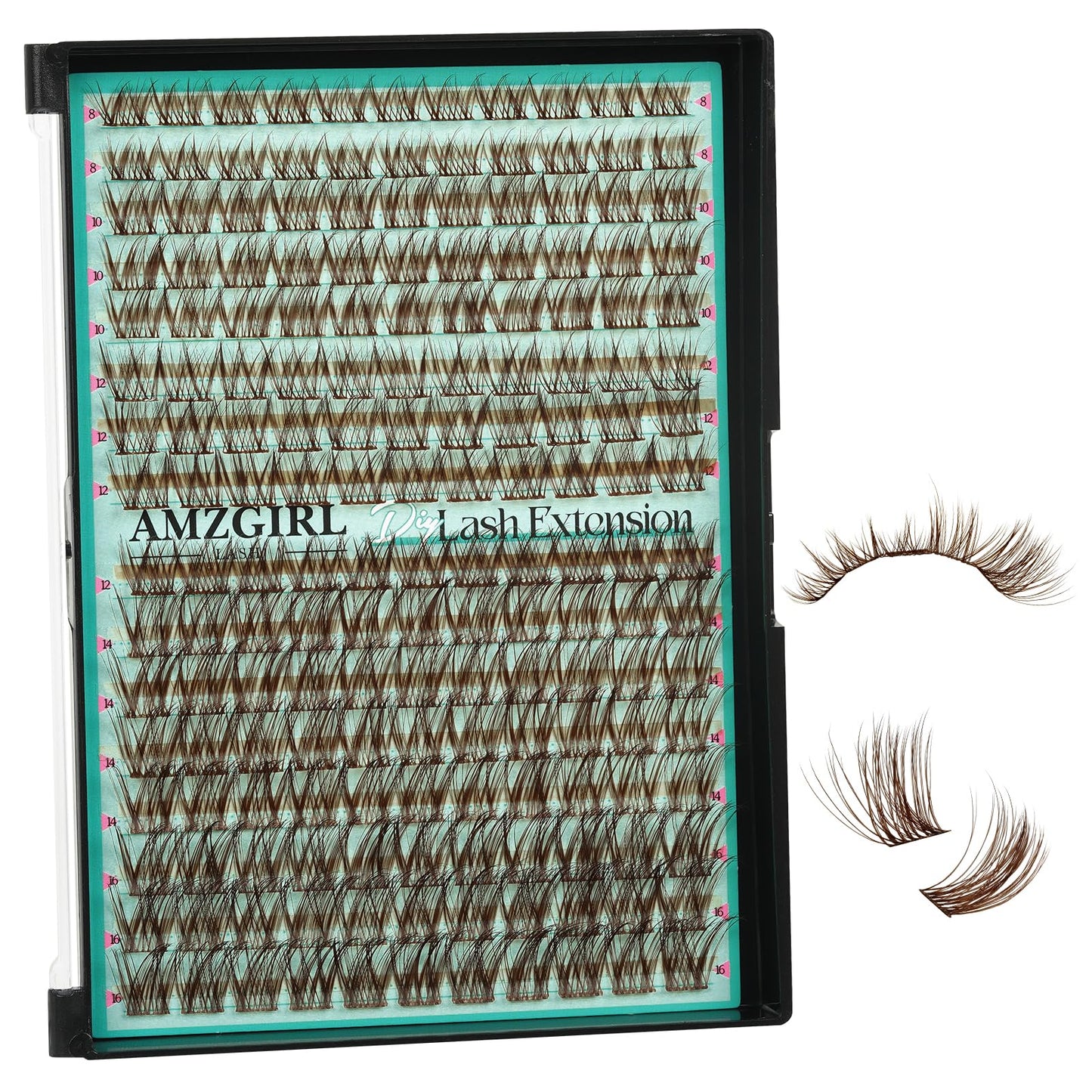 AMZGIRL LASH Brown Lash Clusters – 176 Pcs, C Curl, Natural Dark Brown, Beginner Friendly DIY Lashes