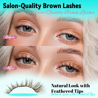 AMZGIRL LASH Brown Lash Clusters – 176 Pcs, C Curl, Natural Dark Brown, Beginner Friendly DIY Lashes