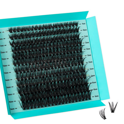 AMZGIRL LASH Lash Clusters 240pcs – DIY Eyelash Extensions, 9-16mm D-Curl, Wispy False Lashes
