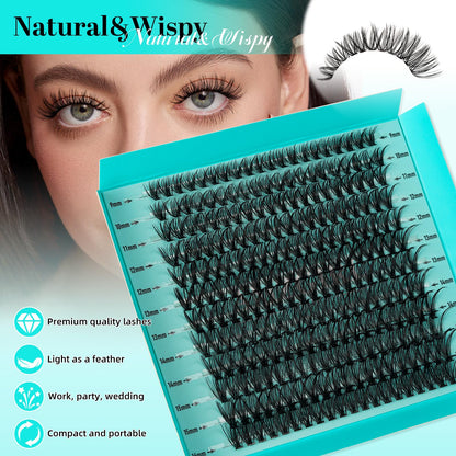 AMZGIRL LASH Lash Clusters 240pcs – DIY D-Curl 9-16mm for Beginners at Home