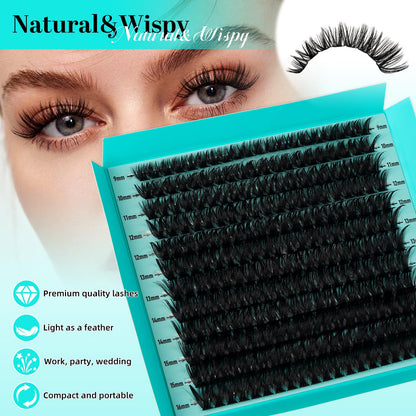 AMZGIRL LASH | 240 Pcs Lash Clusters for DIY Home Eyelash Extensions – 9-16mm D-Curl Mix