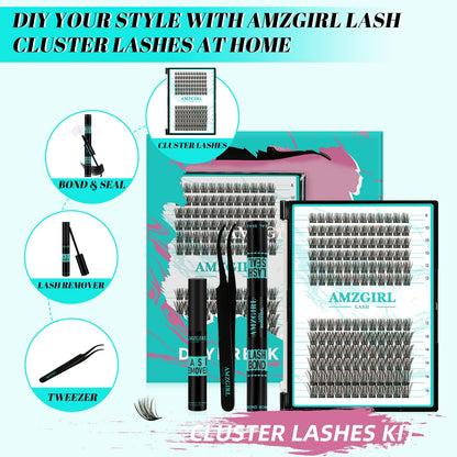 AMZGIRL LASH Daybreak Lash Clusters Kit – DIY Lash Extensions at Home with Bond & Seal