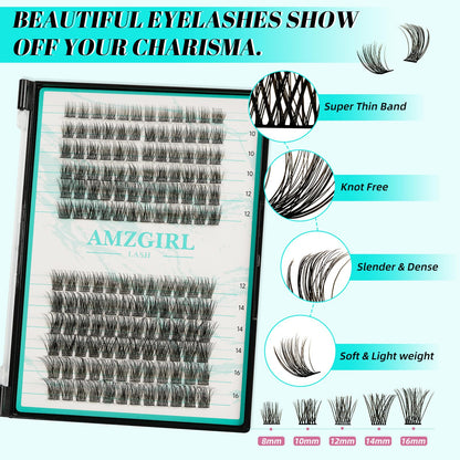 AMZGIRL LASH Daybreak Lash Clusters Kit – DIY Lash Extensions at Home with Bond & Seal