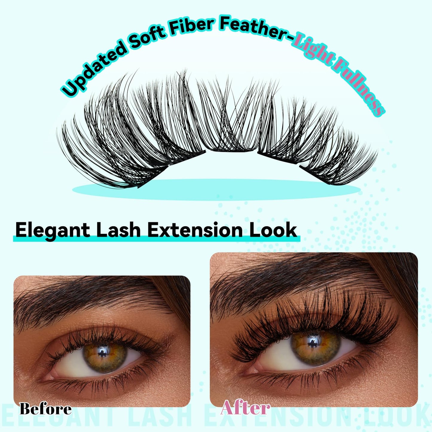 AMZGIRL LASH Lash Extension Kit 3D Clusters – 144pcs, D-Curl, Twilight