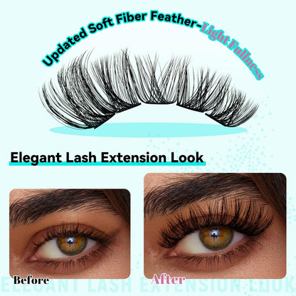 AMZGIRL LASH Lash Extension Kit 3D Clusters – 144pcs, D-Curl, Twilight