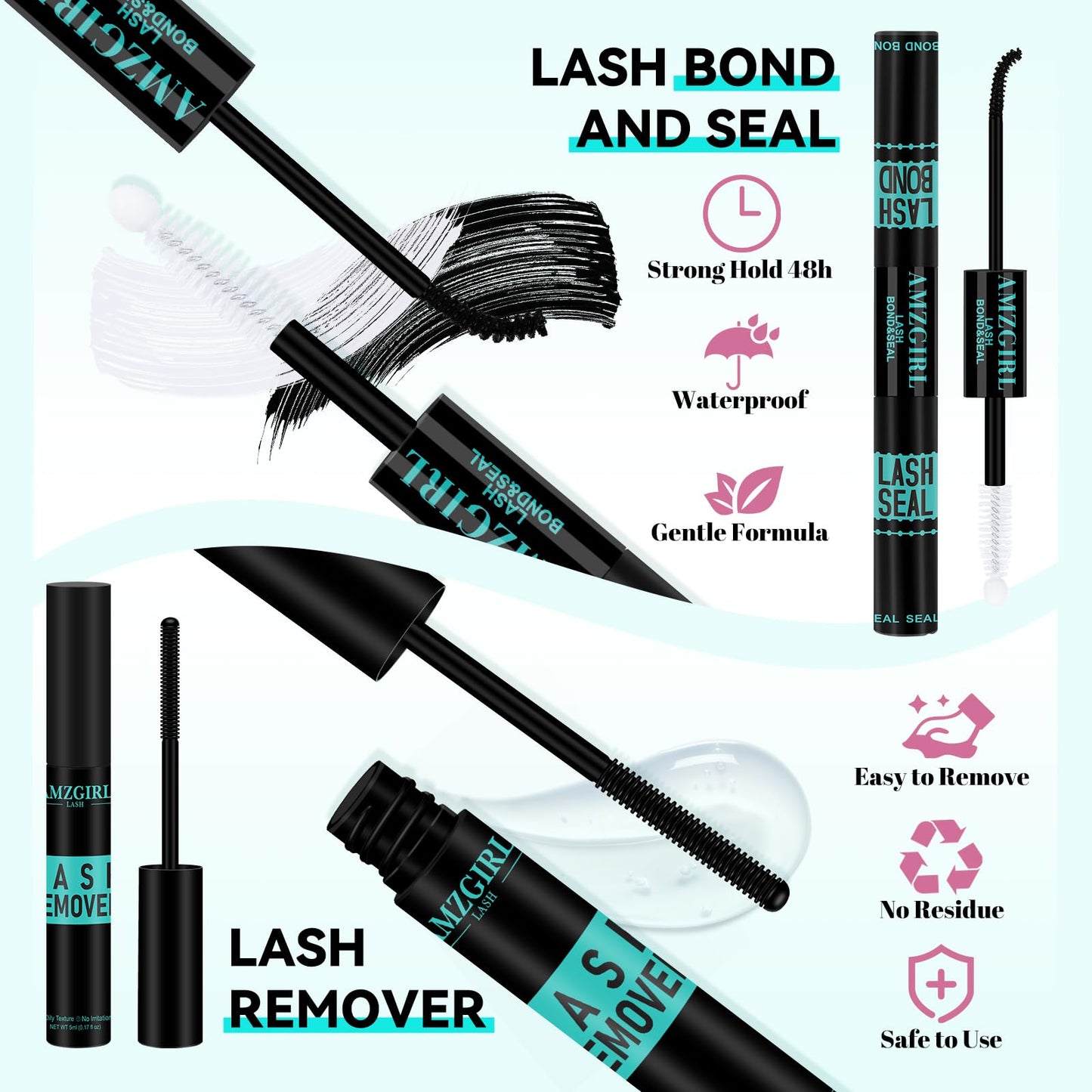 AMZGIRL LASH 3D Lash Extension Kit – 144 Pcs D-Curl Clusters