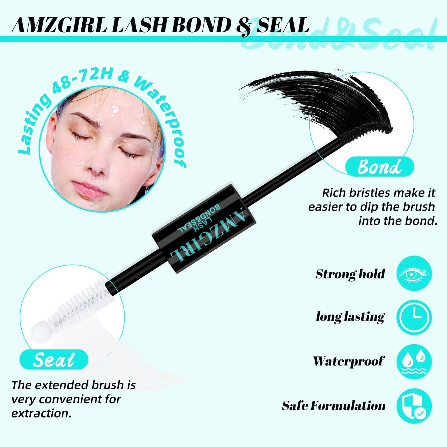 AMZGIRL LASH Lash Clusters Kit 320pcs — 9-16mm D Curl, Bond & Seal, Remover & Applicator