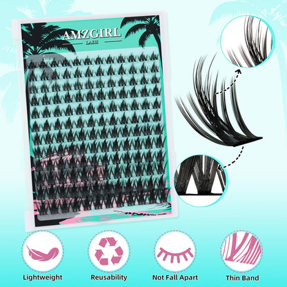 AMZGIRL LASH Fairy Lash Clusters 144Pcs — Lightweight Manga Lashes for DIY at Home