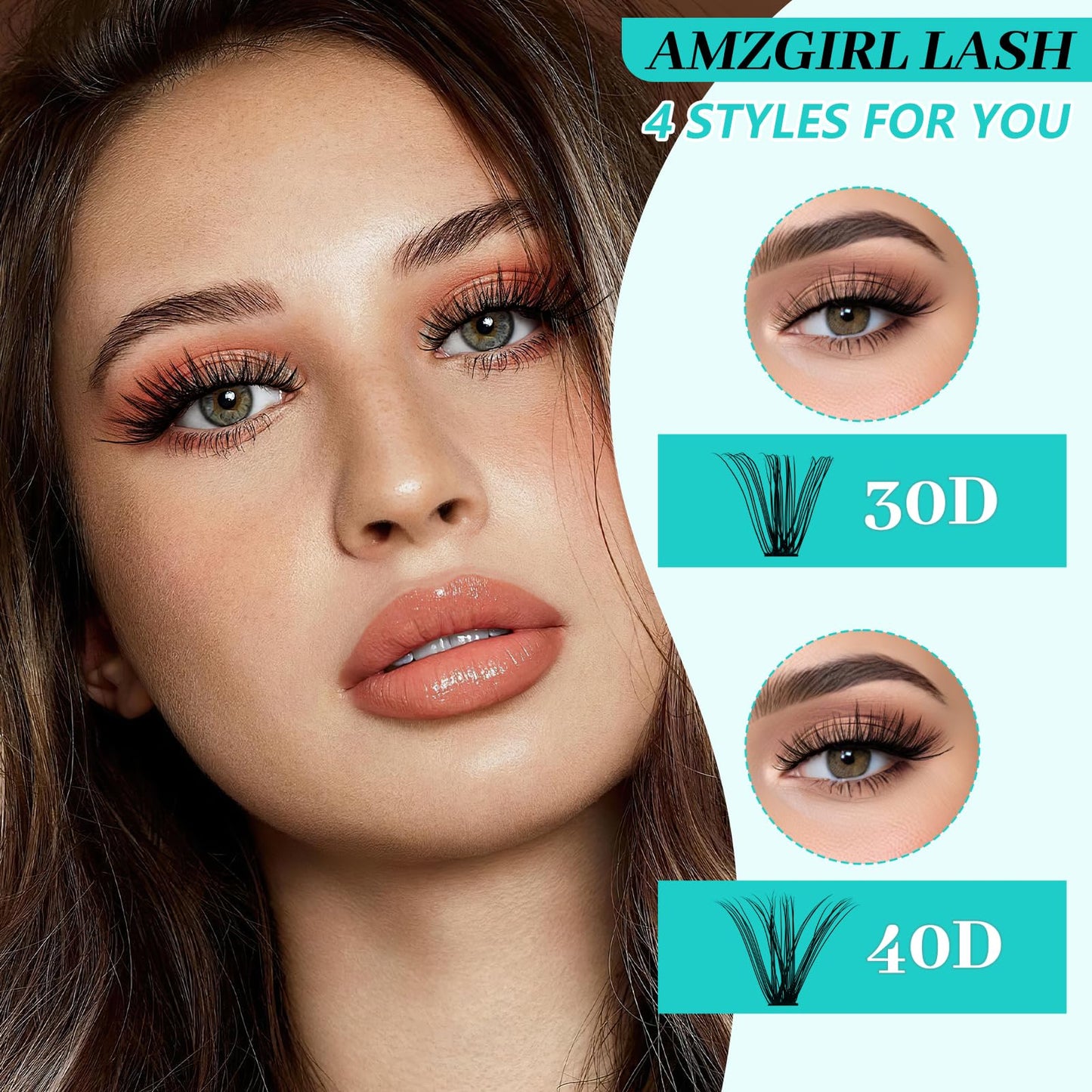 AMZGIRL LASH Lash Clusters Kit — 640Pcs DIY 9-16mm Extensions