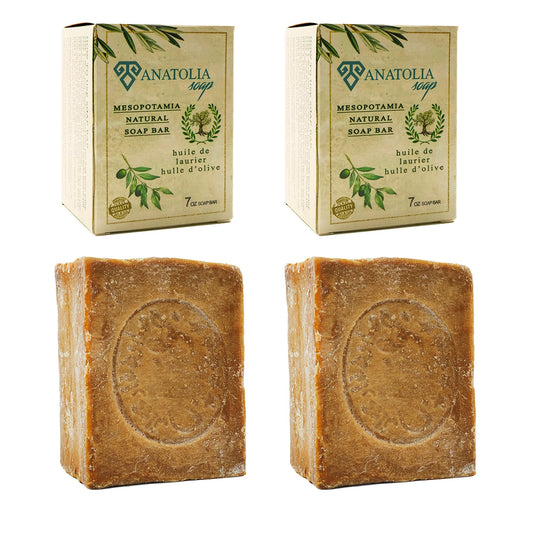 Aleppo Soap 2-Pack | Anatolia Soap – 100% Olive Oil Handmade Castile Soap, 14 oz Total