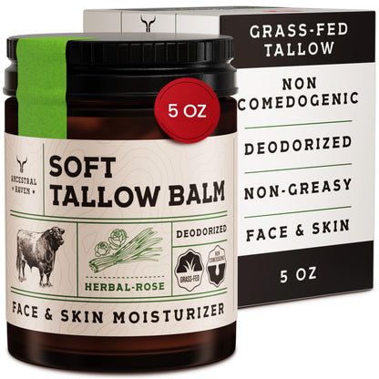 Ancestral Haven Beef Tallow Face Moisturizer – Herbal-Rose Balm in Gift Box (5 oz)