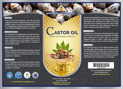 ANCIENT HEALTH REMEDIES Organic Castor Carrier Oil – Unrefined Cold-Pressed 32oz