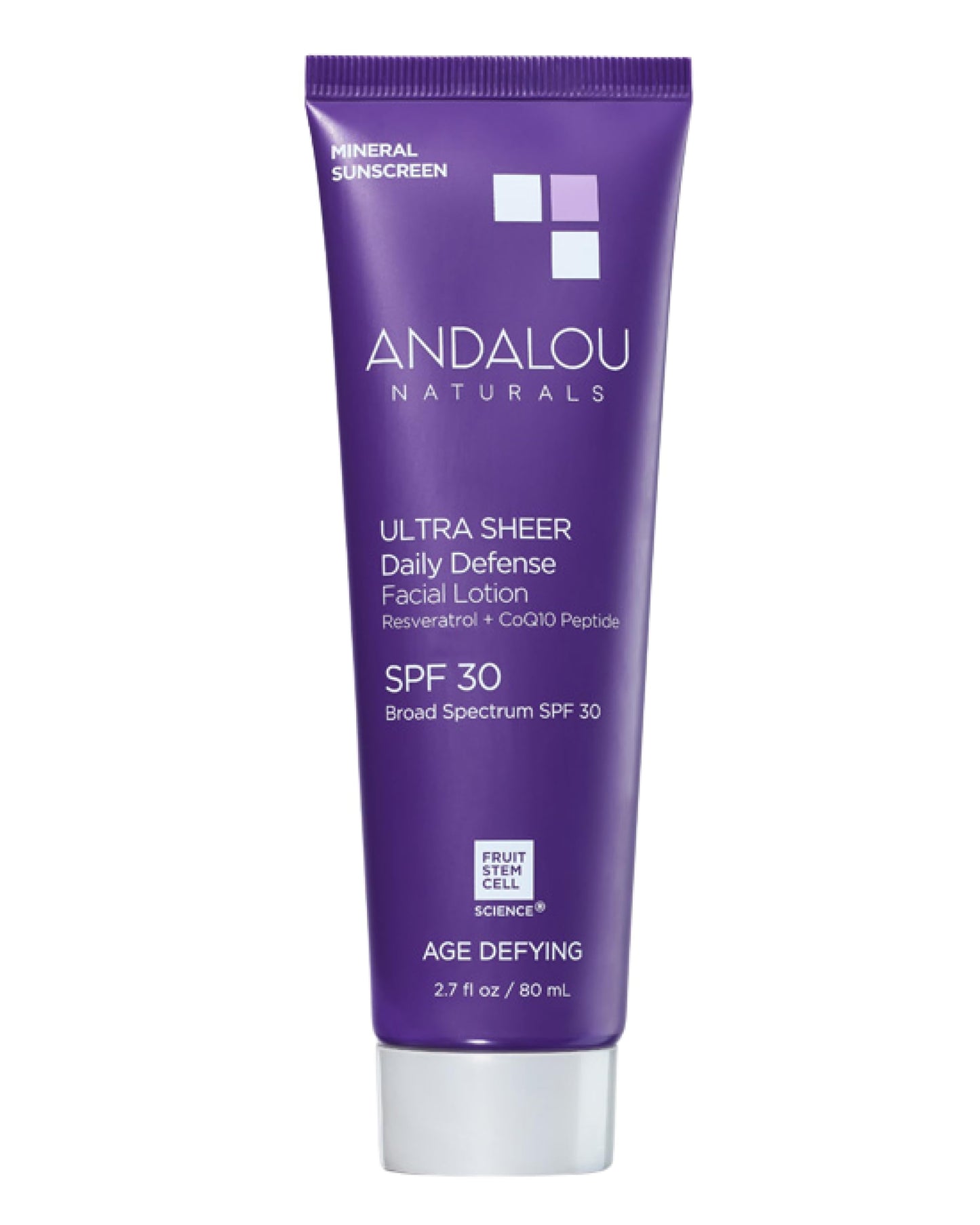 Andalou Naturals Age Defying Ultra Sheer Daily Defense SPF 30 - Mineral Sunscreen