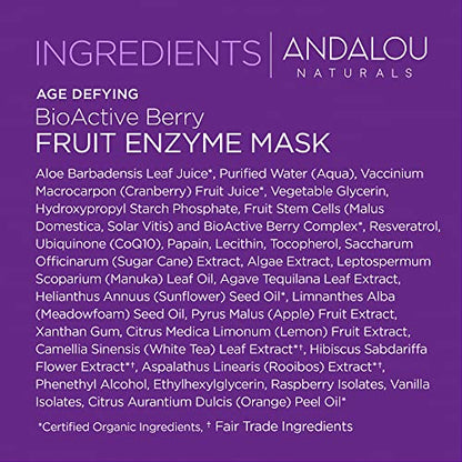 Andalou Naturals BioActive 8 Berry Enzyme Mask – 1.7 oz for Dry, Sensitive Skin