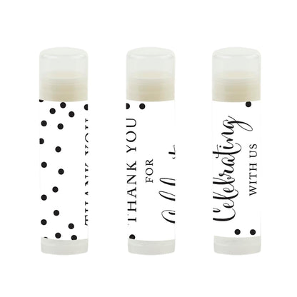 Andaz Press Bridal Shower Lip Balm Favors – Black & White Modern 12-Pack