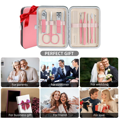 Andrea 10-in-1 Professional Manicure Kit for Women – Nail & Grooming Set with Pink Travel Case