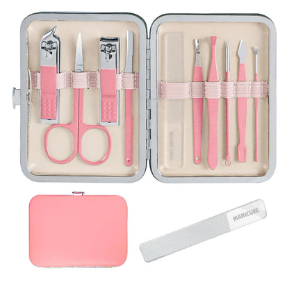 Andrea 10-in-1 Professional Manicure Kit for Women – Nail & Grooming Set with Pink Travel Case