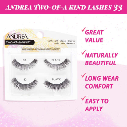 Andrea Two of a Kind False Lashes 33 Black – Dramatic Full-Volume 4-Pack