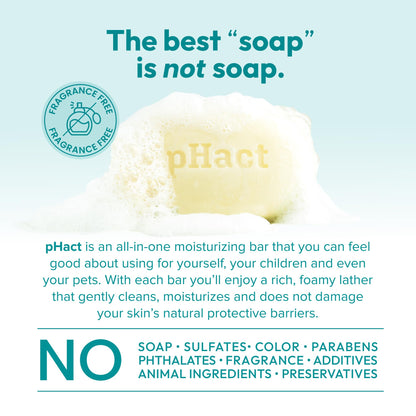 ANDREW LESSMAN pHact Cleansing Bar — Fragrance-Free, Soap-Free, pH 5.7, 12 Pack 4.25 oz