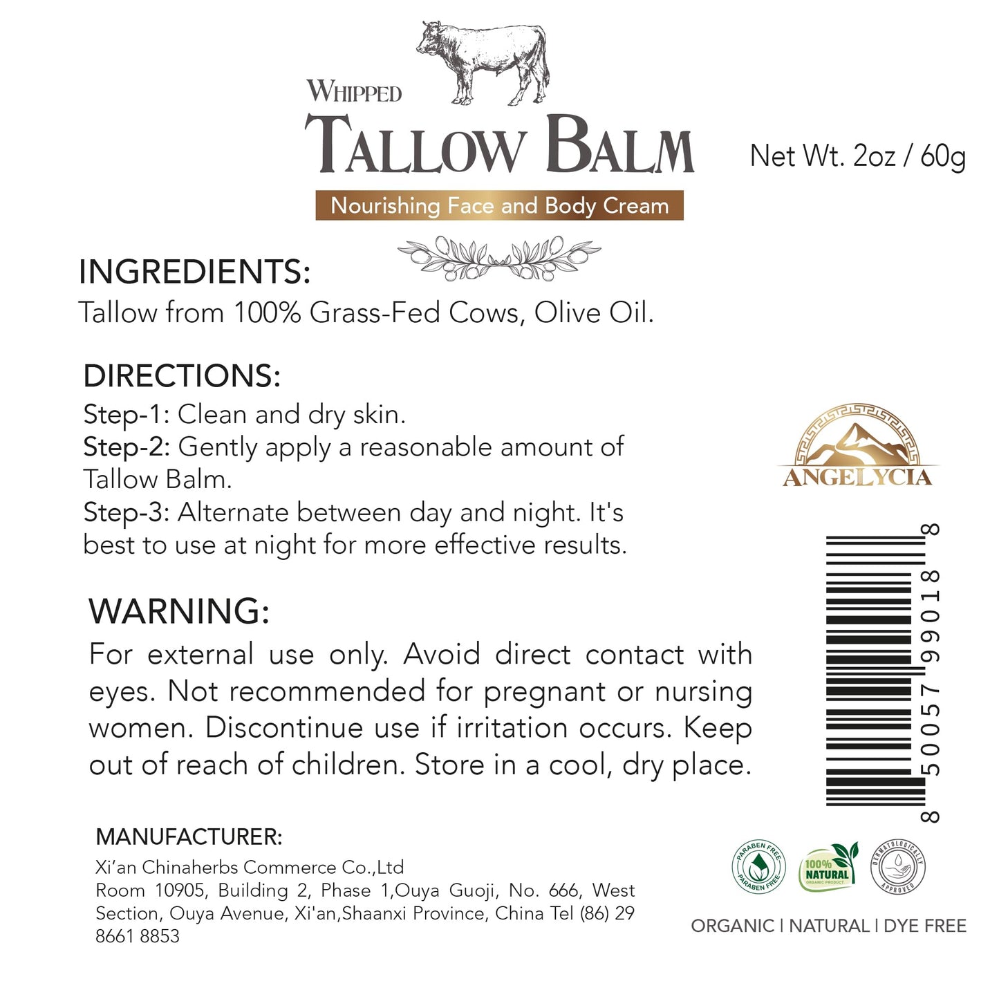 ANGELYCIA Beef Tallow for Skin — 100% Grass-Fed Handmade Tallow Balm for Face & Body