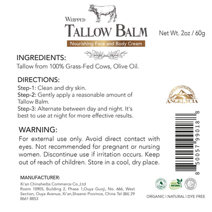 ANGELYCIA Beef Tallow for Skin — 100% Grass-Fed Handmade Tallow Balm for Face & Body