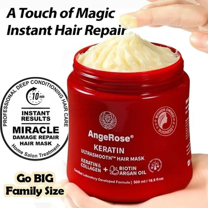 AngeRose Keratin Hair Mask with Collagen & Argan Oil – Deep Conditioner 16.9 oz