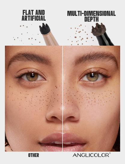 Anglicolor 2 in 1 Freckle Pen with Blush – Quick-Drying, Waterproof Freckles & Silky Liquid Blush (01 Light Brown + Soft Nude Pink)