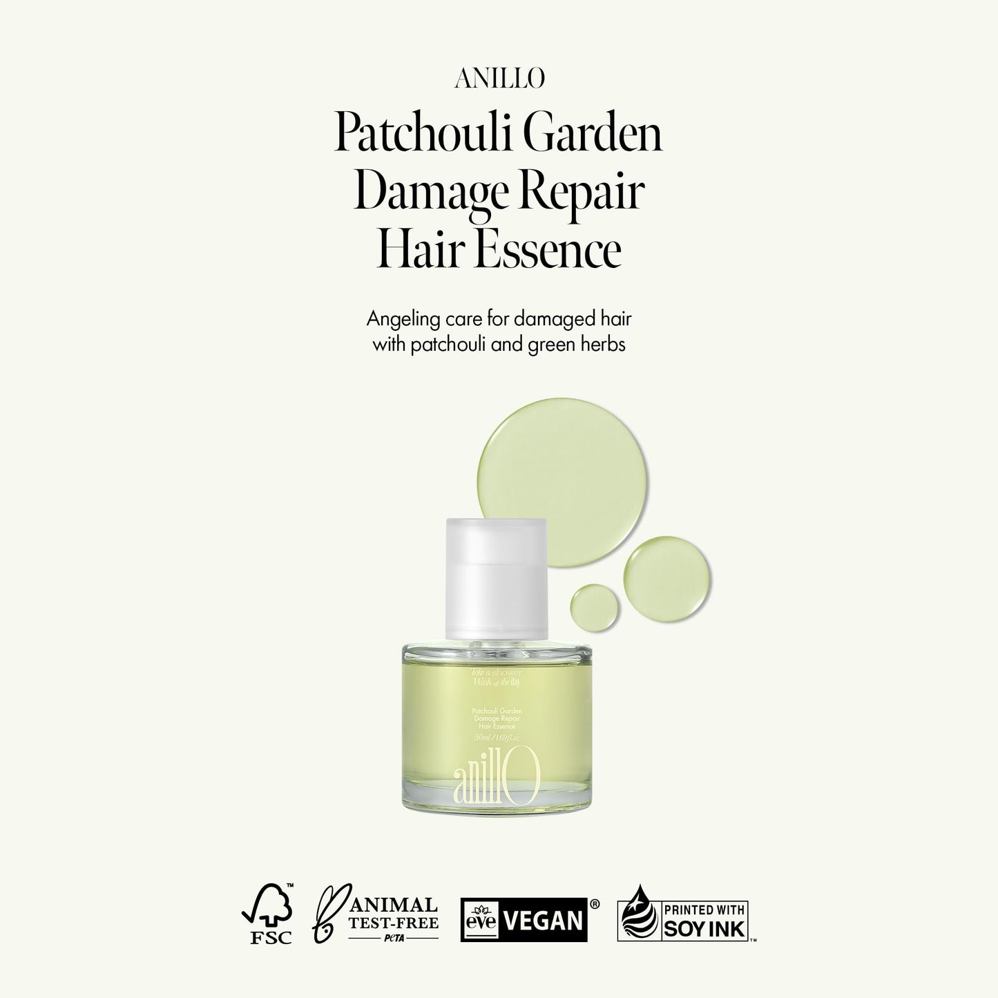ANILLO Patchouli Garden Damage Repair Hair Essence – Korean Leave-In Serum with Patchouli Leaf Water, Protein Complex & Amino Acids (50ml)