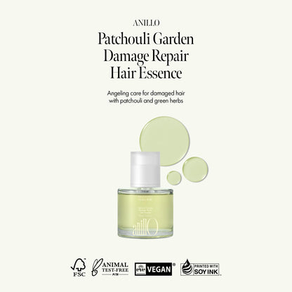 ANILLO Patchouli Garden Damage Repair Hair Essence – Korean Leave-In Serum with Patchouli Leaf Water, Protein Complex & Amino Acids (50ml)