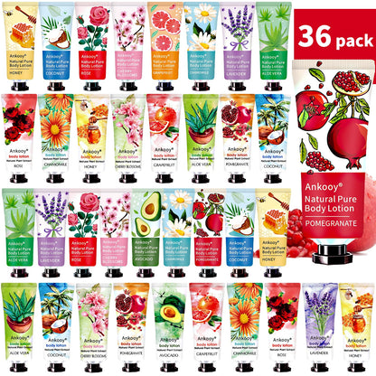 ANKOOY 36-Pack Body Lotion Gift Set | 10 Fragrances, Travel-Size Hydration